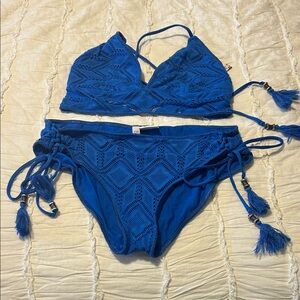 BECCA Vibrant Blue Crochet Swimwear